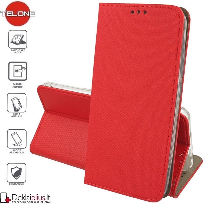Telone smart magnet serijos atverčiamas dėklas - raudonas (telefonams Samsung Xcover 5) Telone smart magnet serijos atverčiamas dėklas - raudonas (telefonams Samsung Xcover 5)